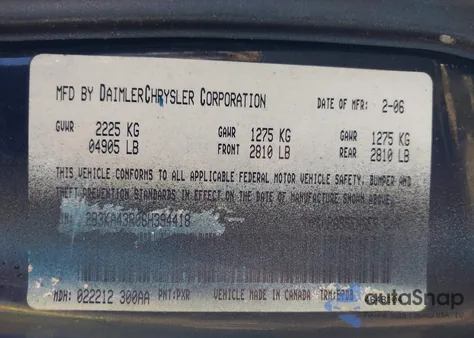 2006 Dodge Charger z USA, uszkodzony, nr VIN 2B3KA43R06H394418